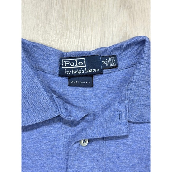 Y2K Polo Ralph Lauren Custom Fit Blue Polo Shirt Mens M Pink Pony 100% Cotton - Picture 2 of 6